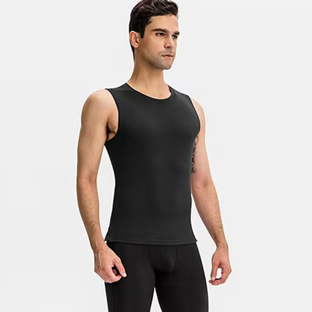 Running Gears - 男性ソリッドカラークイックドライノースリーブトップファッション高弾性肌に優しいタイトベストデイリートレーニングランニングジムフィットネススポーツ