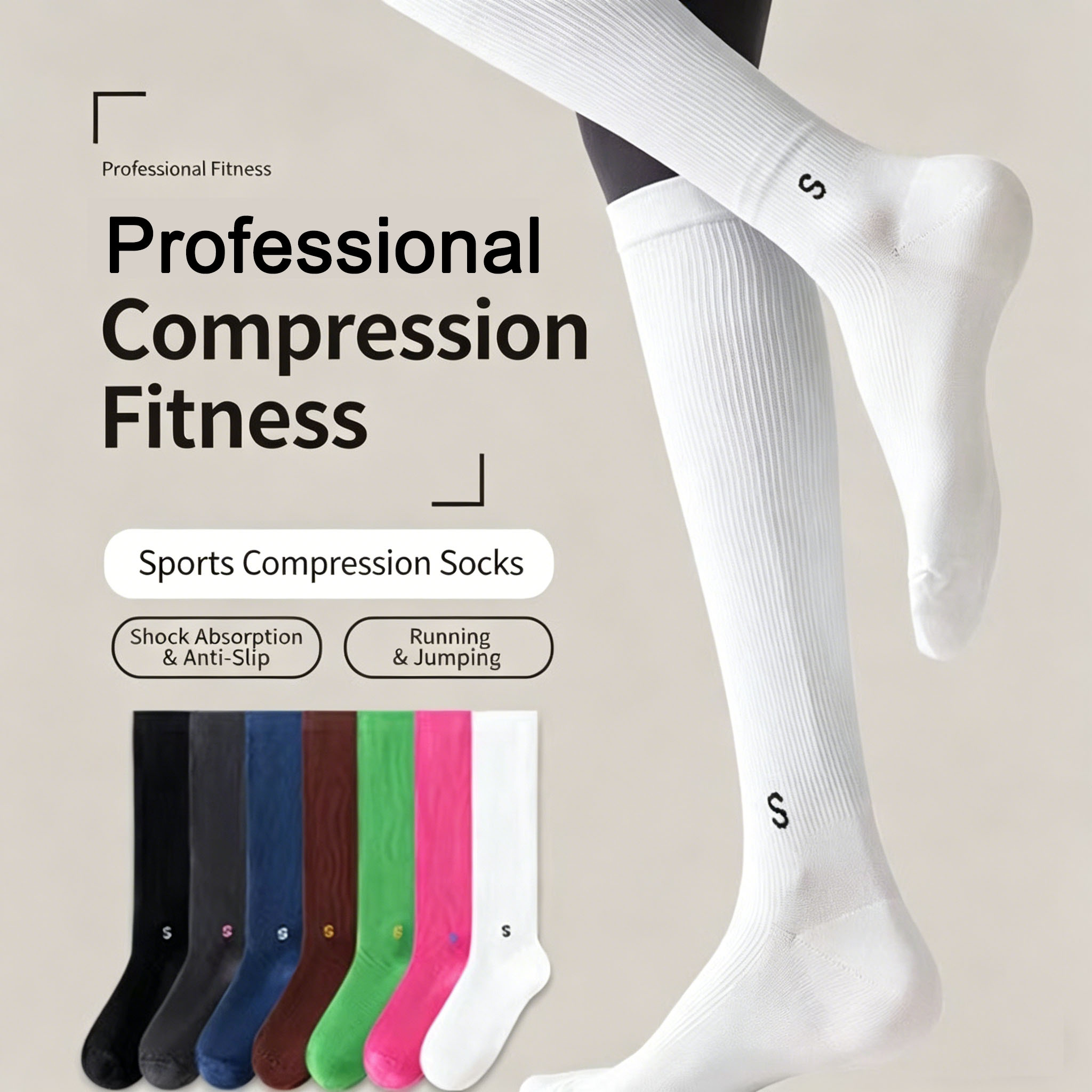 Compression Calf Sleeve - 女性用プロスポーツ用圧縮ふくらはぎソックス、ランニング、縄跳び、フィットネス、夏の痩身用通気性圧縮ソックス