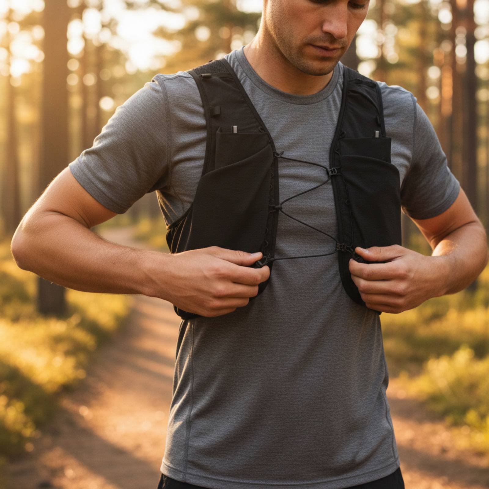 Running Gear Trail - 軽量ランニングベスト 通気性のある軽量トレイルベスト アウトドアギア 調節可能なストラップ 登山用反射材付き