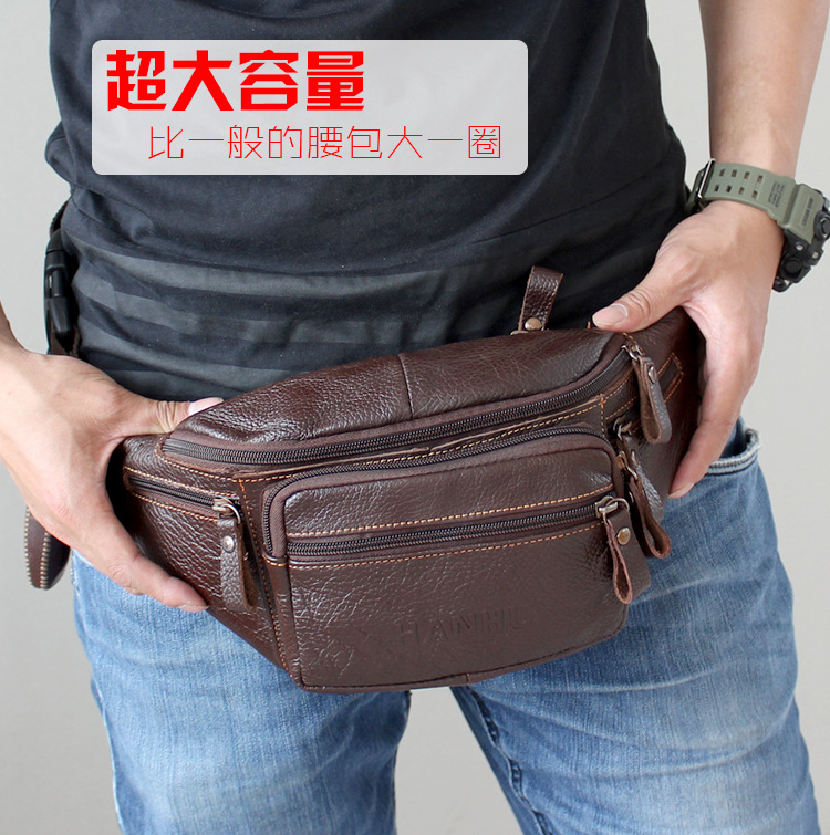 Running Gear Holder - 本物の牛革ウエストバッグ男性おかしいパックベルトバッグ電話ポーチ複数のポケットハイキングランニングとサイクリングバッグファニーパック