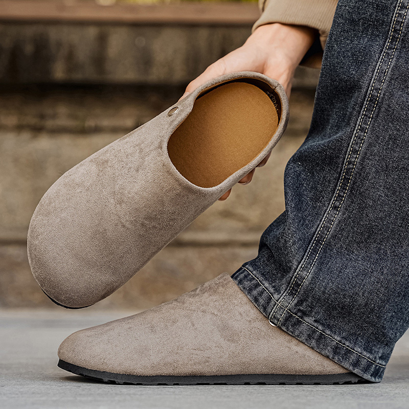 Insole Arch Support - メンズスエードレザースリッパミュール、レディースコンフォートポテトシューズ、ファッションフットベッドメンズクロッグシューズ、アーチサポート付きコルクウィンターシューズ