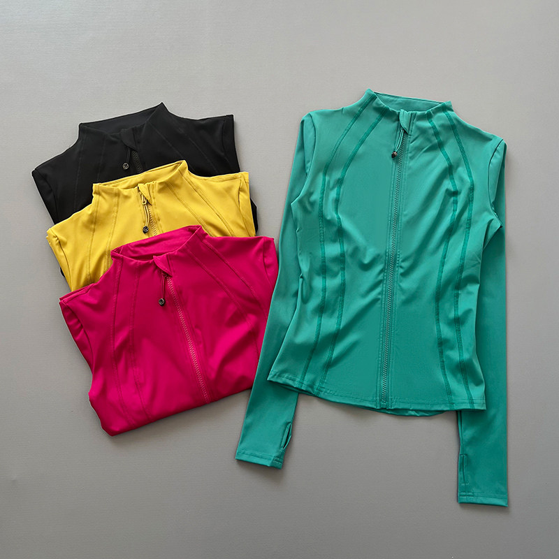 Running Gears - 女性用フルジップ長袖アスレチックジャケット、サムホール付き、スリムフィット、速乾性、ランニング、ジム、ヨガ、フィットネス、スポーツコート
