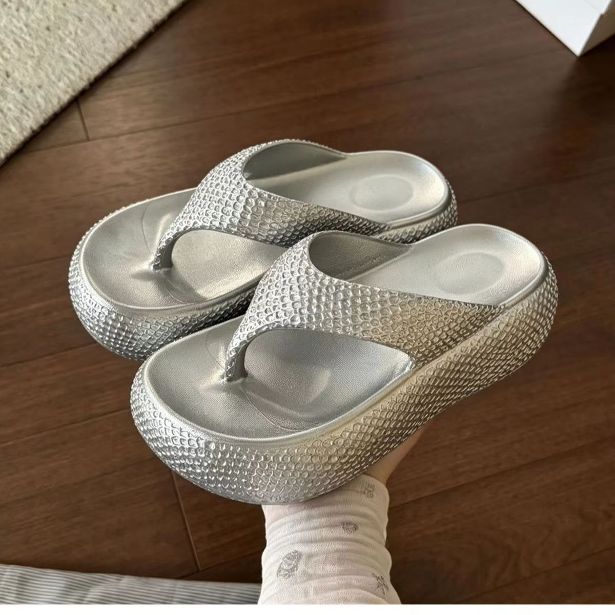 Insole Arch Support - レディース夏用ファッション無地ビーチサンダル、滑り止めアーチサポート付き、厚底、耐久性のある柔らかな素材