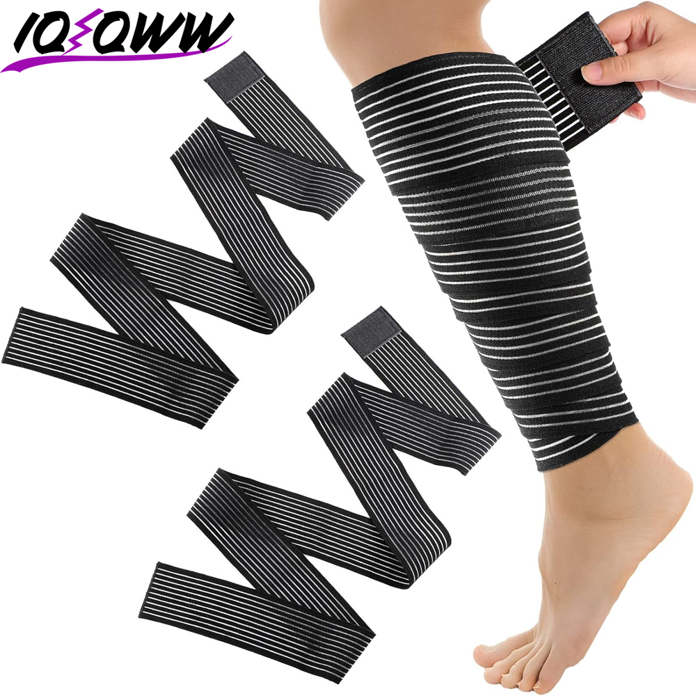 Compression Calf Sleeve - 1 個 40-300 センチメートル圧縮包帯プロテクター膝サポートブレーススポーツ弾性肘ストラップ脚バンド Elast Bandag