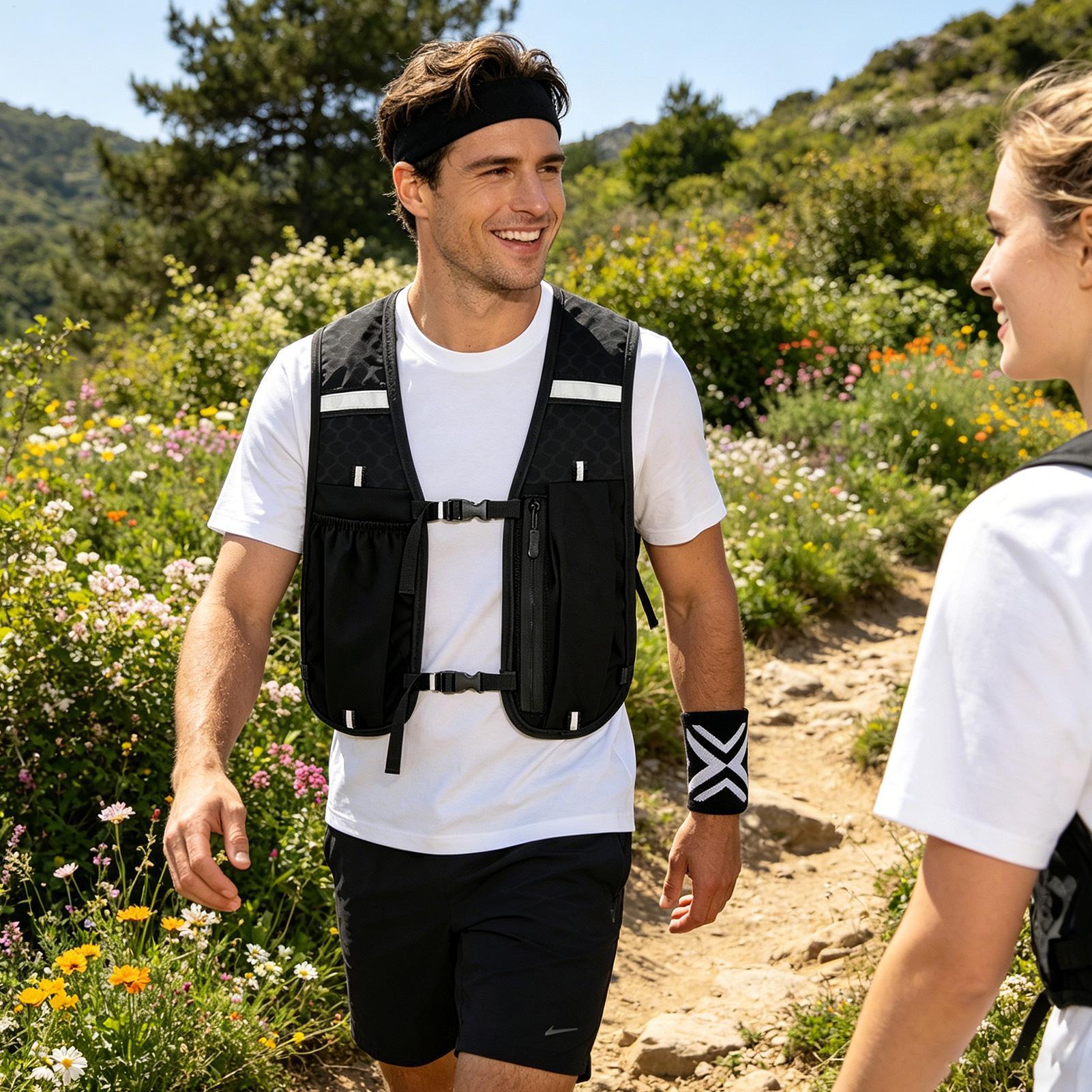 Running Gear Trail - ランニング安全ベスト スポーツハイドレーションギア ヘッドバンドとリストバンド付き ハイドレーションランニングベスト 男女兼用 アウトドアトレイル用