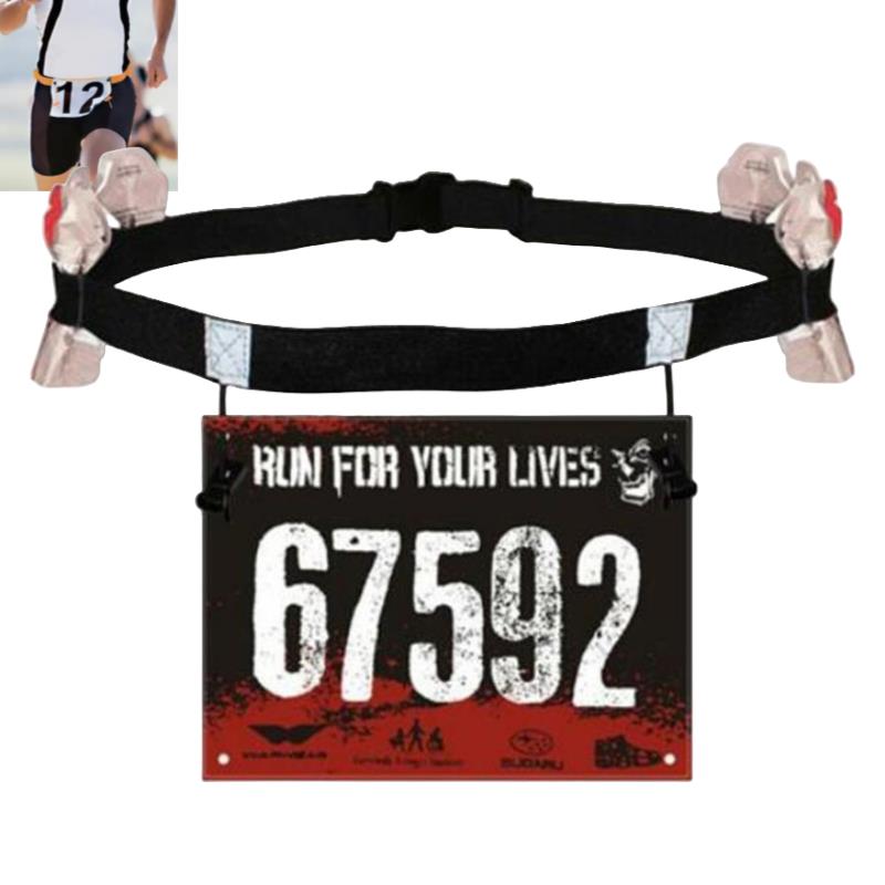 Running Gear Motor - ランニングレースナンバーベルトウエストパックビブホルダートライアスロンマラソンサイクリングモーター用6ジェルループ付きフィットネススポーツアクセサリー
