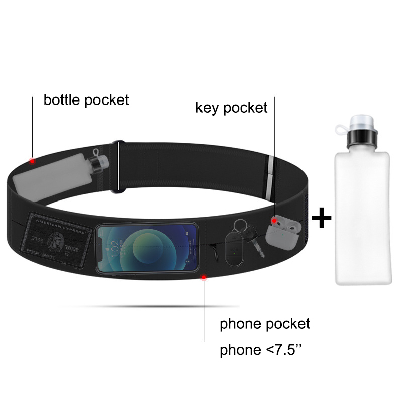ランニングベルトウエストバッグウォーターボトル付き女性スポー - Running Gear Holder のレビューと価格