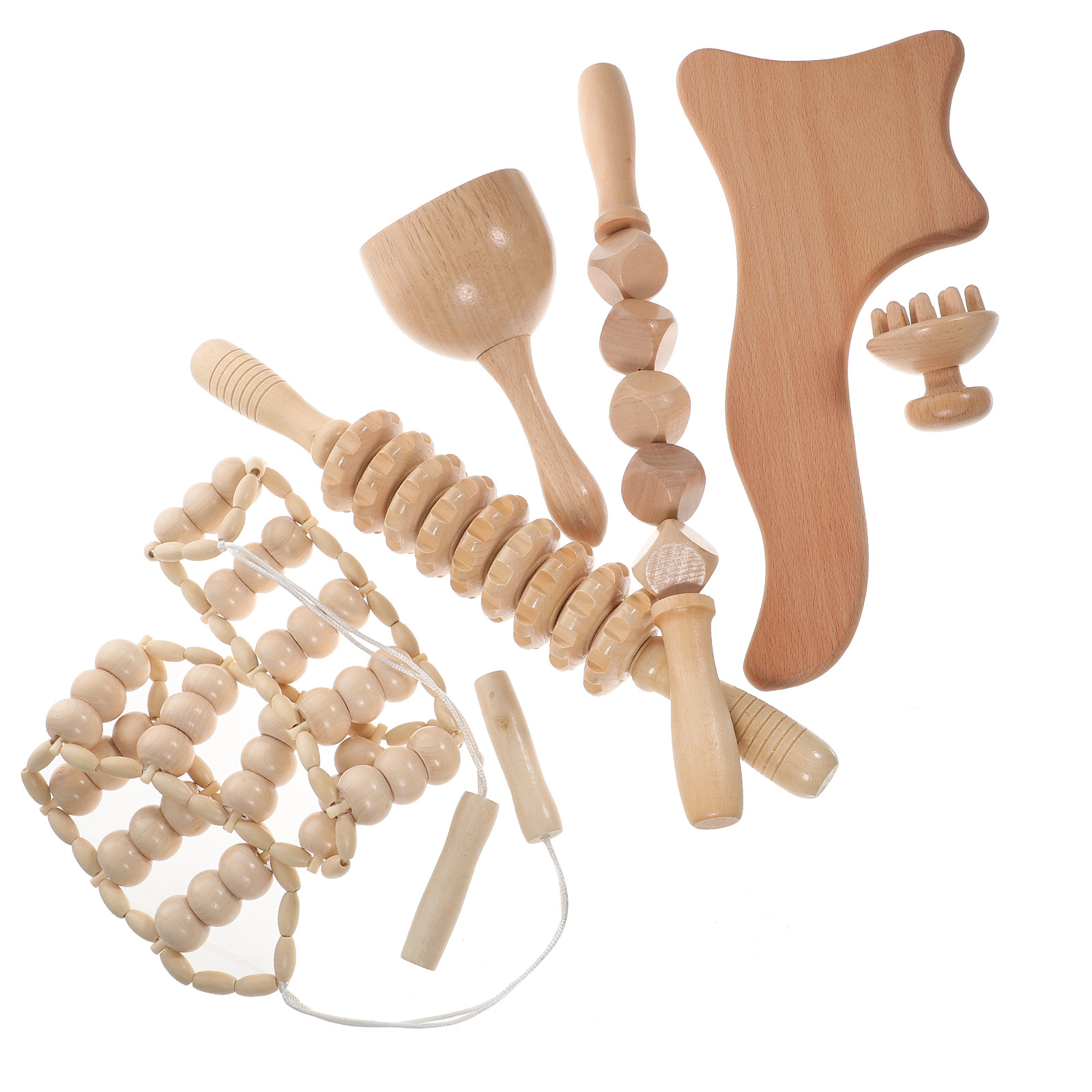 6個入り木製マッサージツールキット、プロ仕様のセラピーローラ - Muscle Roller Stick のレビューと価格
