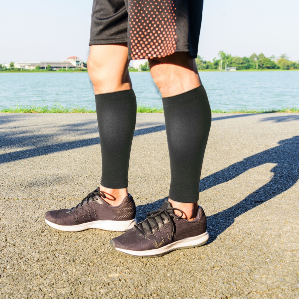 1 ペアフィットネスランニング圧縮スリーブ脚ふくらはぎ男性  - Compression Calf Sleeve のレビューと価格