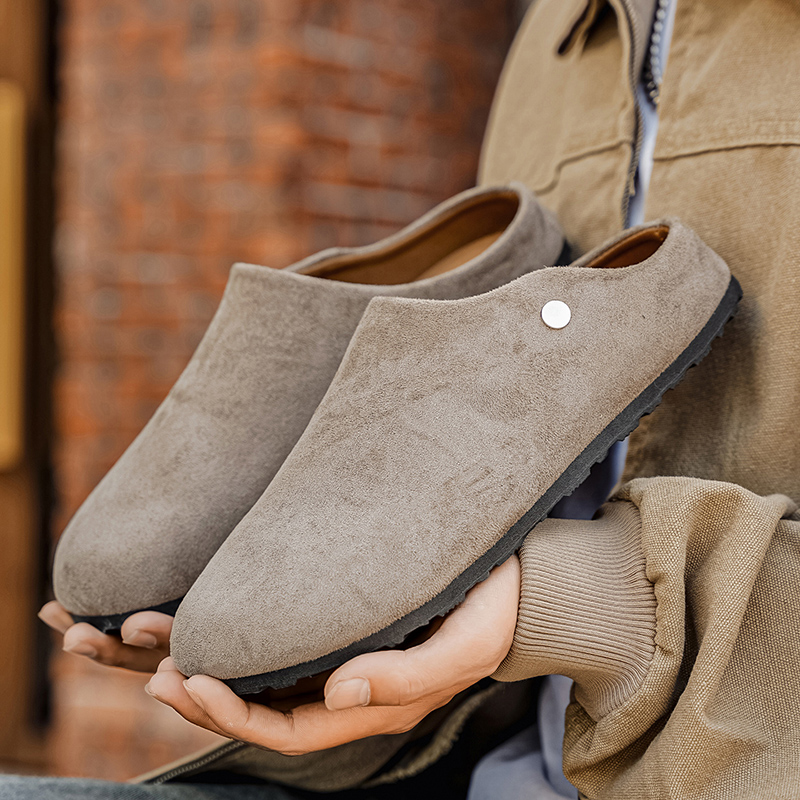 メンズスエードレザースリッパミュール、レディースコンフォート - Insole Arch Support のレビューと価格