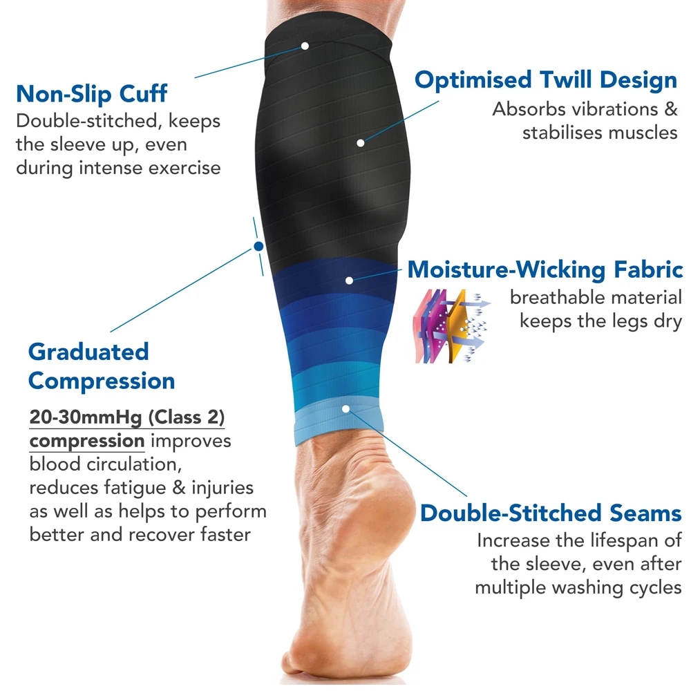 1ペア カーフコンプレッションスリーブ 20-30mmHg  - Compression Calf Sleeve のレビューと価格