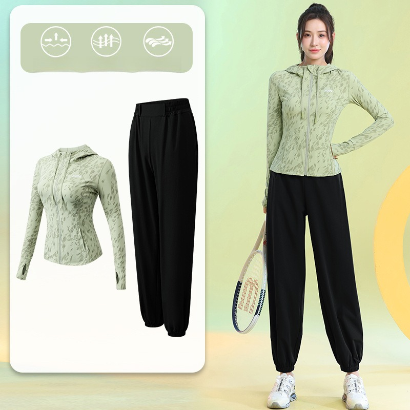 女性用ランニングスーツ長袖花柄ジップパーカージョガーパンツ速 - Running Gears のレビューと価格
