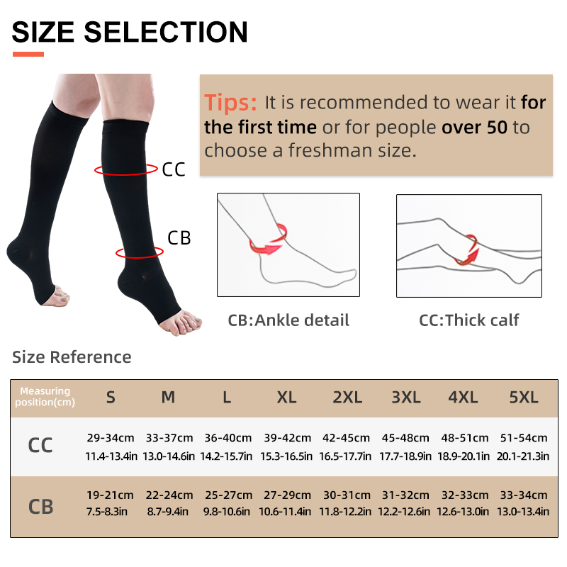 医療用コンプレッションレッグソックス,通気性のある静脈瘤,1 - Compression Calf Sleeve のレビューと価格